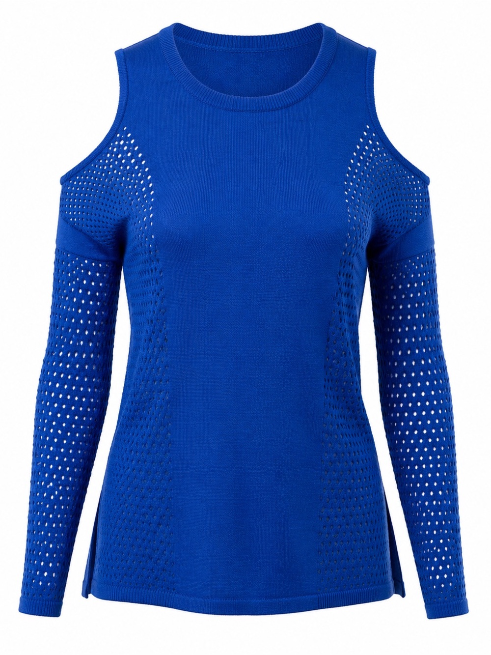 Bar III Womens Cold Shoulder Knit Sweater M Blue Viscose & Nylon